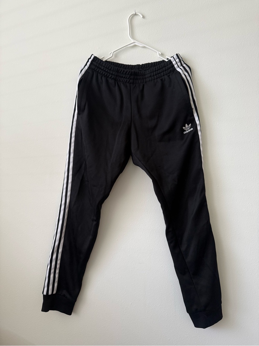 adidas Black Joggers with White Three-Stripe Trim